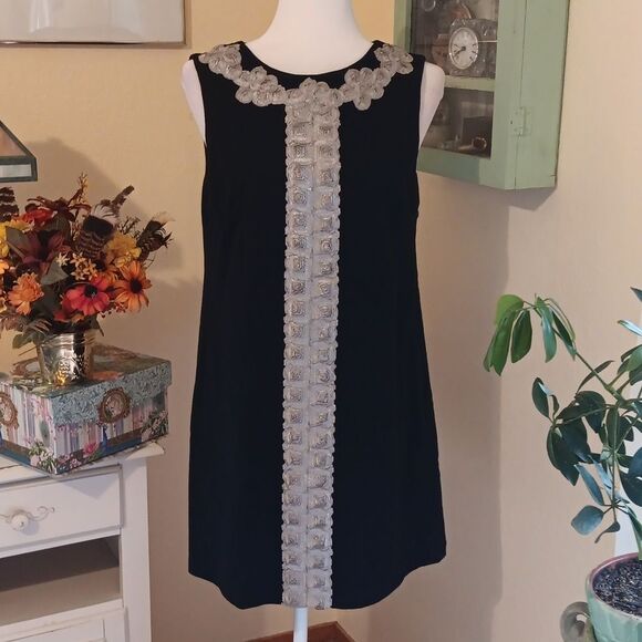 Tibi Black Embellished Dress. Whimsigoth. Embellished. Silk Embroiderey - Picture 1 of 14